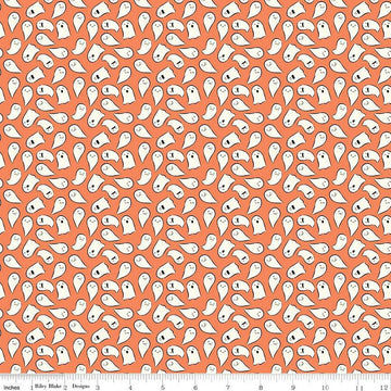 Spooky Schoolhouse Ghosts C13205 Orange - Riley Blake Designs - Halloween - Quilting Cotton Fabric