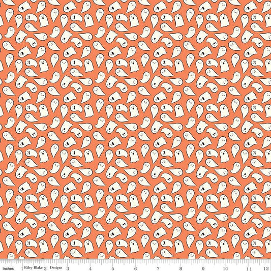 10" End of Bolt - Spooky Schoolhouse Ghosts C13205 Orange - Riley Blake Designs - Halloween - Quilting Cotton Fabric