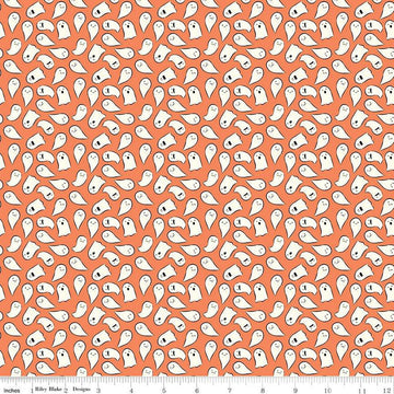 10" End of Bolt - Spooky Schoolhouse Ghosts C13205 Orange - Riley Blake Designs - Halloween - Quilting Cotton Fabric