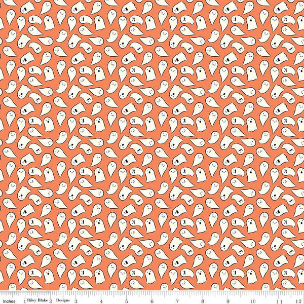 Spooky Schoolhouse Ghosts C13205 Orange - Riley Blake Designs - Halloween - Quilting Cotton Fabric