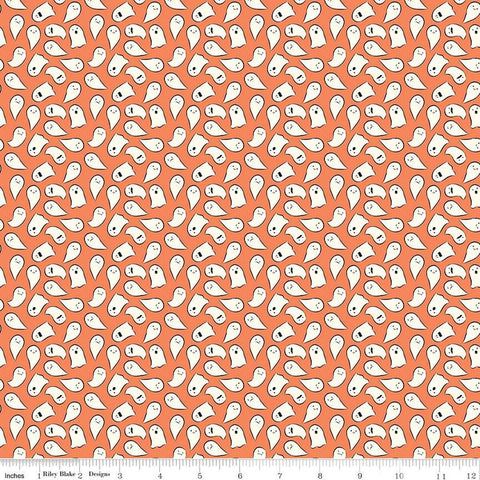 Spooky Schoolhouse Ghosts C13205 Orange - Riley Blake Designs - Halloween - Quilting Cotton Fabric