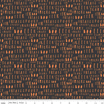 SALE Hey Bootiful Words C13134 Charcoal - Riley Blake Designs - Halloween Text - Quilting Cotton Fabric