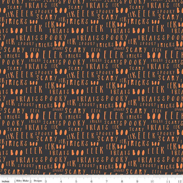 Hey Bootiful Words C13134 Charcoal - Riley Blake Designs - Halloween Text - Quilting Cotton Fabric