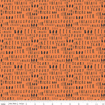 SALE Hey Bootiful Words C13134 Orange - Riley Blake Designs - Halloween Text - Quilting Cotton Fabric