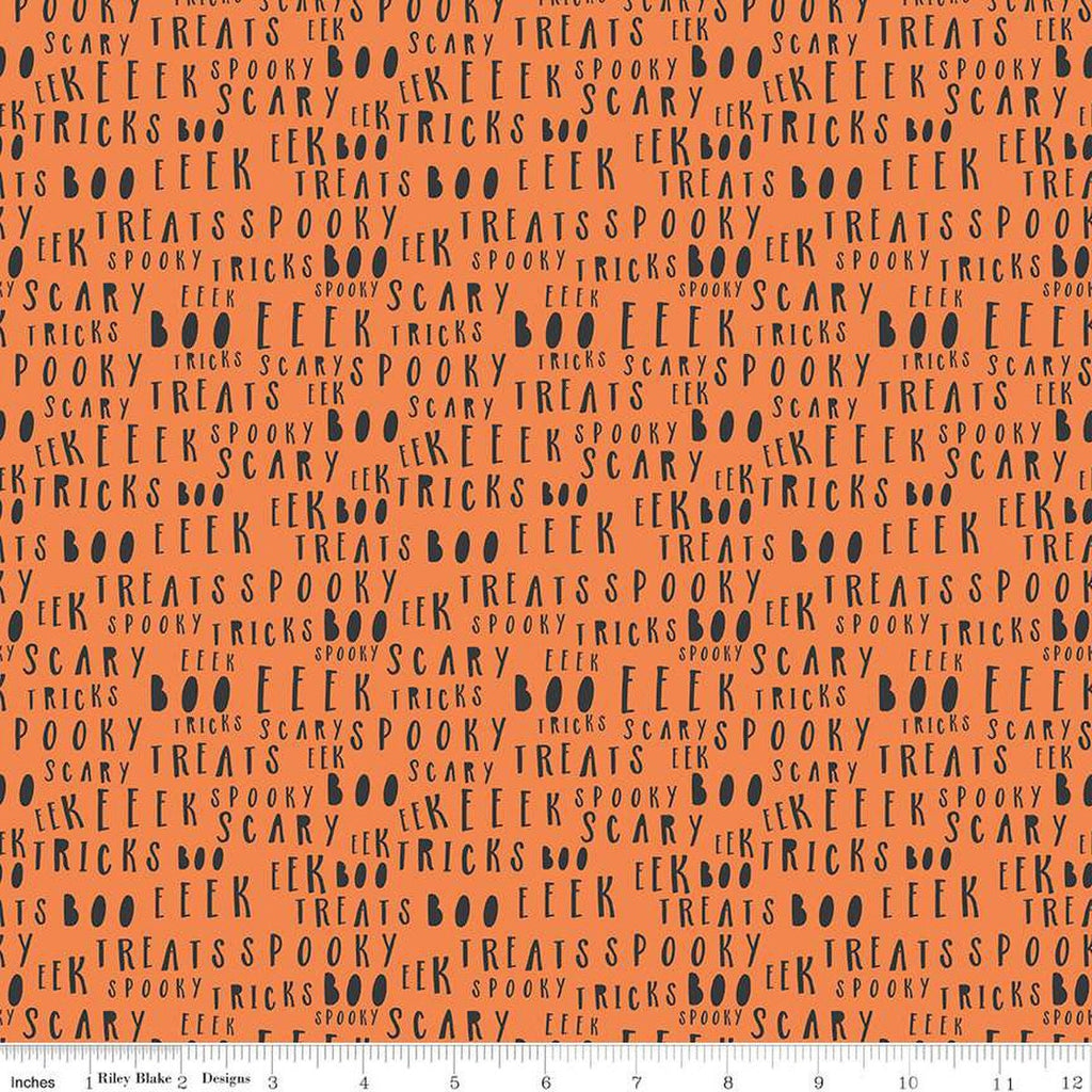 SALE Hey Bootiful Words C13134 Orange - Riley Blake Designs - Halloween Text - Quilting Cotton Fabric