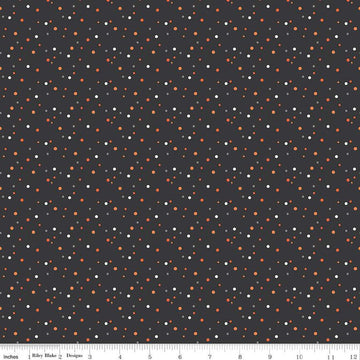 Fat Quarter End of Bolt - Hey Bootiful Dots C13135 Charcoal - Riley Blake Designs - Halloween Polka Dot Dotted - Quilting Cotton Fabric