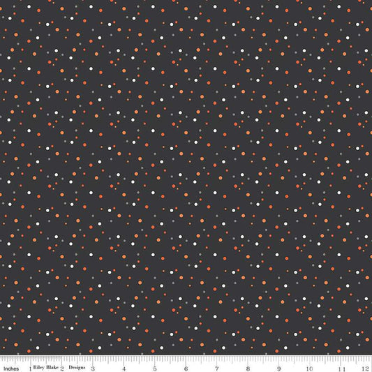 Fat Quarter End of Bolt - Hey Bootiful Dots C13135 Charcoal - Riley Blake Designs - Halloween Polka Dot Dotted - Quilting Cotton Fabric