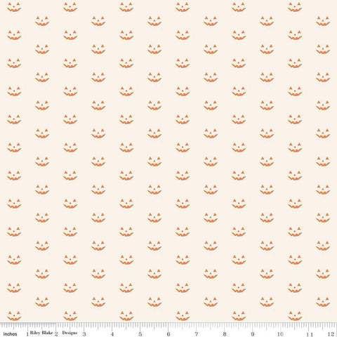 SALE Hey Bootiful Jack-o'-Lanterns C13136 Off White - Riley Blake Designs - Halloween Pumpkin Faces - Quilting Cotton Fabric