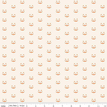 SALE Hey Bootiful Jack-o'-Lanterns C13136 Off White - Riley Blake Designs - Halloween Pumpkin Faces - Quilting Cotton Fabric