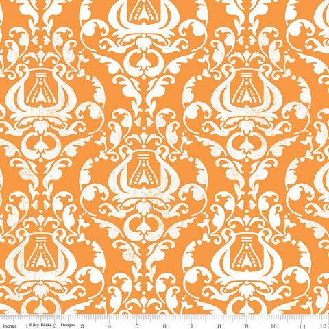 Queen of We'en Distressed Damask C13167 Orange - Riley Blake Designs - Halloween - J. Wecker Frisch - Quilting Cotton Fabric
