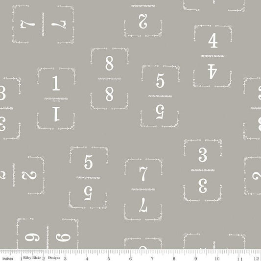 CLEARANCE Queen of We'en Solitaire C13170 Gray - Riley Blake Designs - Halloween Numbers - J. Wecker Frisch - Quilting Cotton Fabric