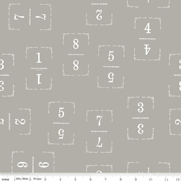 CLEARANCE Queen of We'en Solitaire C13170 Gray - Riley Blake Designs - Halloween Numbers - J. Wecker Frisch - Quilting Cotton Fabric