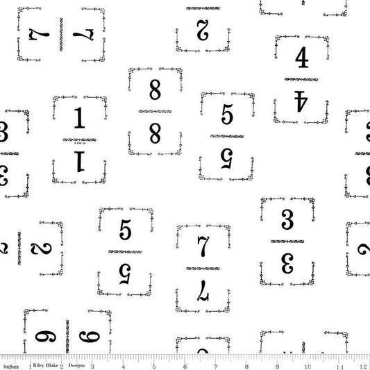 DEAL Queen of We'en Solitaire C13170 White - Riley Blake Designs - Halloween Numbers - J. Wecker Frisch - Quilting Cotton Fabric