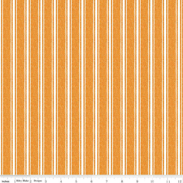 SALE Queen of We'en Ticking Texture C13171 Orange - Riley Blake Designs - Halloween Stripes - J. Wecker Frisch - Quilting Cotton Fabric