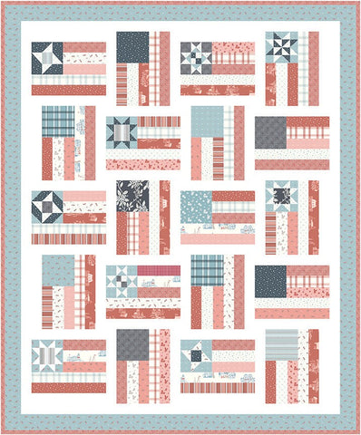 Fly the Flag Quilt Boxed Kit KT-12910 by Amy Smart - Riley Blake - Box Pattern Fabric - Portsmouth Patriotic - Quilting Cotton Fabric