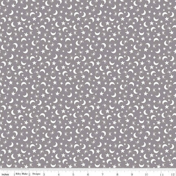 SALE Fright Delight Moons & Stars C13233 Gray - Riley Blake Designs - Halloween - Quilting Cotton Fabric