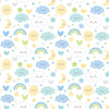 9" End of Bolt - FLANNEL Baby Boy Sweet Dreams F13330 White - Riley Blake - Children's Clouds Rainbows Hearts - FLANNEL Cotton Fabric
