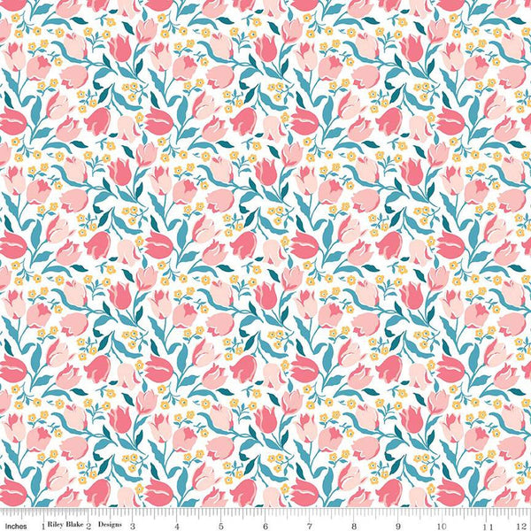 SALE London Parks Tulip Triumph A 01666852A - Riley Blake - Floral Flowers Tulips Daisies -  Liberty Fabrics  - Quilting Cotton Fabric