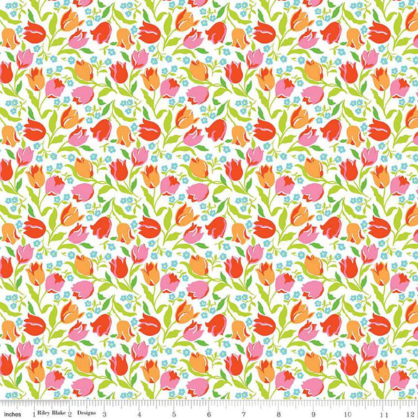 London Parks Tulip Triumph C 01666852C - Riley Blake - Floral Flowers Tulips Daisies -  Liberty Fabrics  - Quilting Cotton Fabric