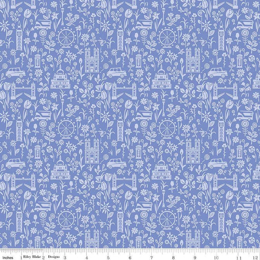 11" End of Bolt - London Parks City Sights B 01666854B - Riley Blake - Floral Flowers Landmarks -  Liberty Fabrics  - Quilting Cotton Fabric