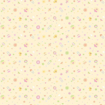 24" End of Bolt - SALE FLANNEL Baby Girl Binkies and Bottles F13335 Sunshine - Riley Blake - Children's Safety Pins - FLANNEL Cotton Fabric