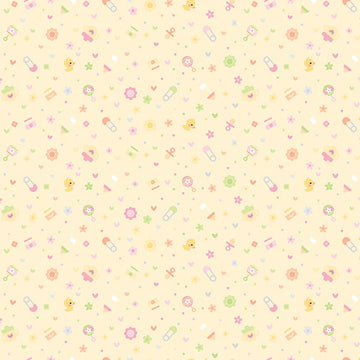 24" End of Bolt - SALE FLANNEL Baby Girl Binkies and Bottles F13335 Sunshine - Riley Blake - Children's Safety Pins - FLANNEL Cotton Fabric
