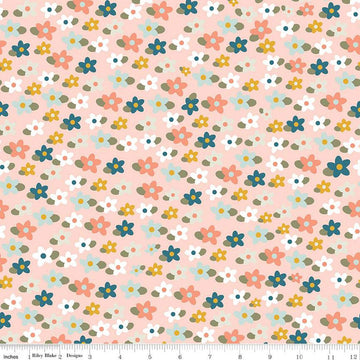 12" End of Bolt - FLANNEL Make a Pretty Life Floral F13336 Blush - Riley Blake Designs - Flowers Blossoms Leaves - FLANNEL Cotton