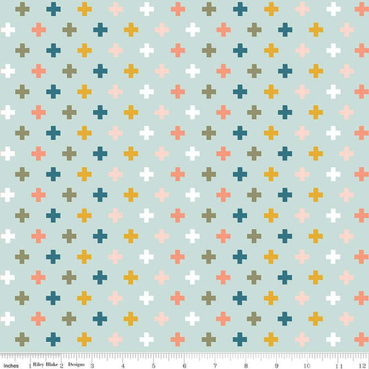 FLANNEL Make a Pretty Life Plus F13338 Mint - Riley Blake Designs - Geometric Plus Signs - FLANNEL Cotton Fabric