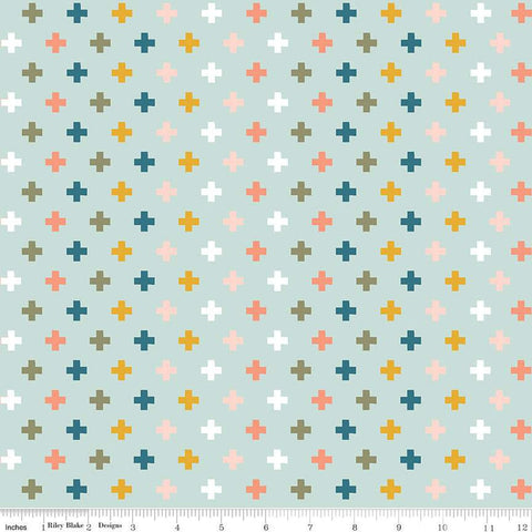FLANNEL Make a Pretty Life Plus F13338 Mint - Riley Blake Designs - Geometric Plus Signs - FLANNEL Cotton Fabric
