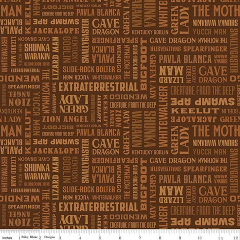 Legends of the National Parks Names C13282 Brown - Riley Blake Designs - Recreation Outdoors Text - Quilting Cotton Fabric