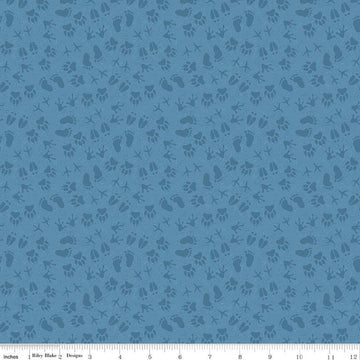 Legends of the National Parks Prints Blue Tone-on-Tone Footprint Fabric C13285 - Riley Blake Quilting Cotton Fabric - Licensed Product