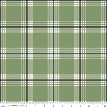 SALE FLANNEL Snow Leopard Plaid F13191 Green - Riley Blake Designs - Winter Geometric Blue - FLANNEL Cotton Fabric