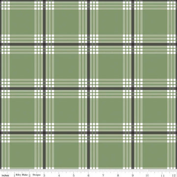 18" End of Bolt - SALE FLANNEL Snow Leopard Plaid F13191 Green - Riley Blake Designs - Winter Geometric Blue - FLANNEL Cotton Fabric