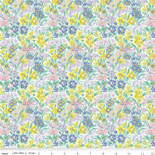 CLEARANCE London Parks Kew Blooms B 01666864B - Riley Blake  - Floral Flowers - Liberty Fabrics - Quilting Cotton