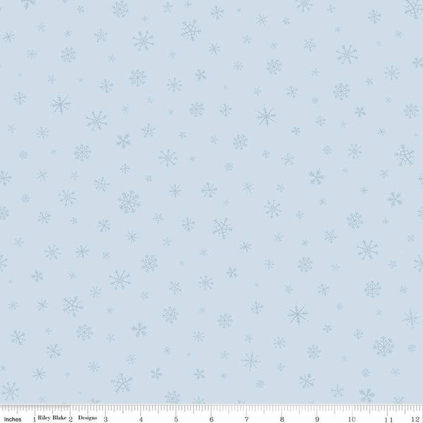 SALE FLANNEL Snow Leopard Snowflakes F13193 Ice Blue - Riley Blake Designs - Winter Tone-on-Tone - FLANNEL Cotton Fabric