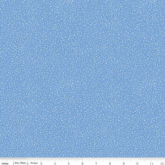 Fat Quarter End of Bolt - SALE FLANNEL Snow Leopard Flurry F13194 Blue - Riley Blake Designs - Winter Small Specks - FLANNEL Cotton Fabric