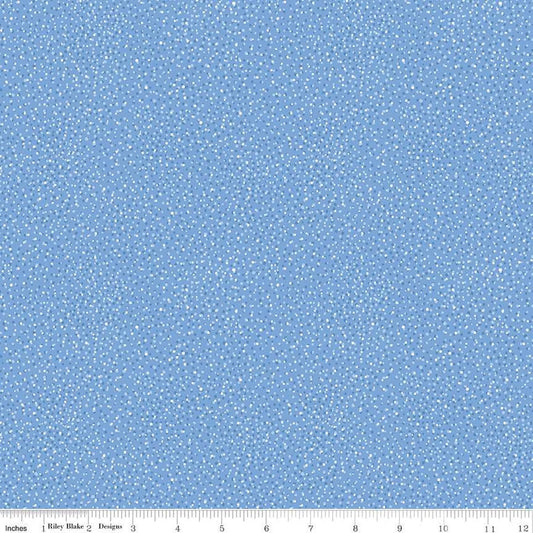 12" End of Bolt - SALE FLANNEL Snow Leopard Flurry F13194 Blue - Riley Blake Designs - Winter Small Specks - FLANNEL Cotton Fabric
