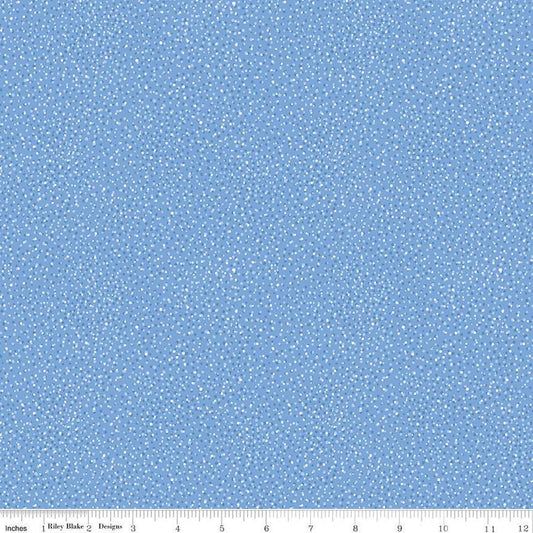 Fat Quarter End of Bolt - SALE FLANNEL Snow Leopard Flurry F13194 Blue - Riley Blake Designs - Winter Small Specks - FLANNEL Cotton Fabric