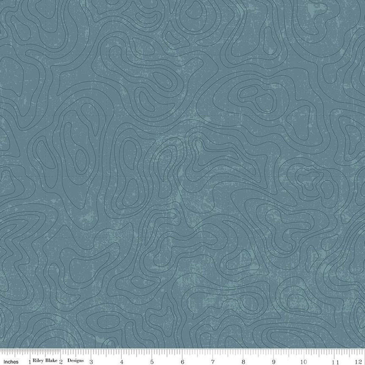 National Parks Topographic Blue Tone-on-Tone Map Fabric C13293 - Riley ...