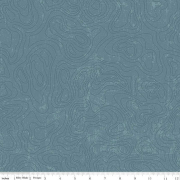 SALE National Parks Topographic Blue Tone-on-Tone Map Fabric C13293 - Riley Blake Quilting Cotton Fabric