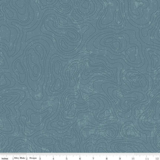 SALE National Parks Topographic Blue Tone-on-Tone Map Fabric C13293 - Riley Blake Quilting Cotton Fabric