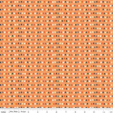 SALE Fat Quarter End of Bolt - Haunted Adventure Pennants C13117 Melon - Riley Blake Designs - Halloween - Quilting Cotton Fabric