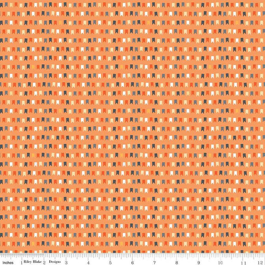 SALE 26" End of Bolt - Haunted Adventure Pennants C13117 Melon - Riley Blake Designs - Halloween - Quilting Cotton Fabric
