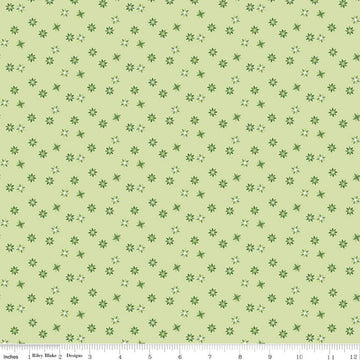 14" End of Bolt - Orchard Mini Flowers C13156 Pear - Riley Blake Designs - Floral Green - Quilting Cotton Fabric