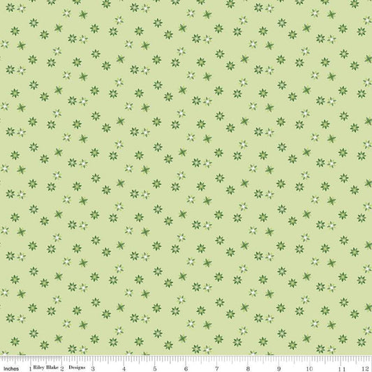 14" End of Bolt - Orchard Mini Flowers C13156 Pear - Riley Blake Designs - Floral Green - Quilting Cotton Fabric