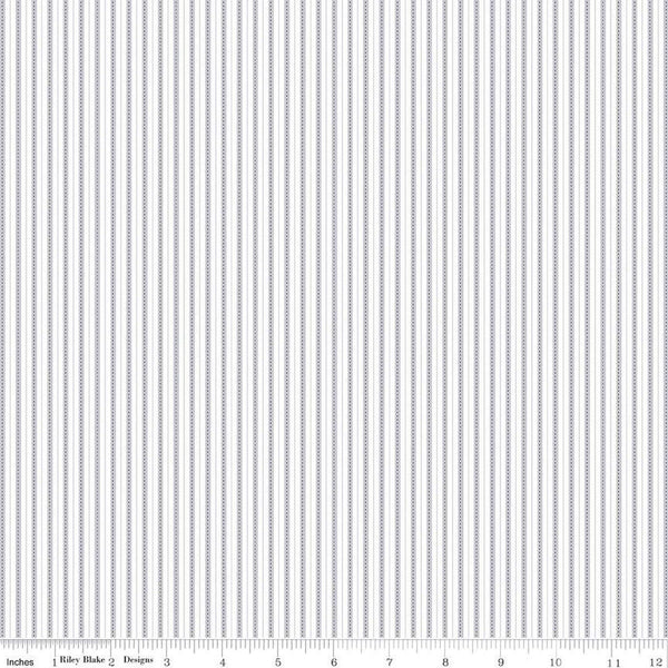 11" End of Bolt - SALE Orchard Stripes C13157 Gray - Riley Blake Designs - White Gray Stripe Striped - Quilting Cotton Fabric