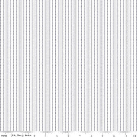 11" End of Bolt - SALE Orchard Stripes C13157 Gray - Riley Blake Designs - White Gray Stripe Striped - Quilting Cotton Fabric