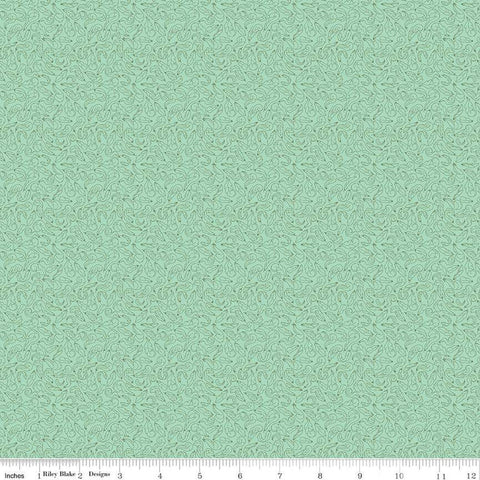 Fat Quarter End of Bolt - CLEARANCE Swan Serenade Feathers C13266 Mint - Riley Blake Designs - Tone-on-Tone - Quilting Cotton Fabric