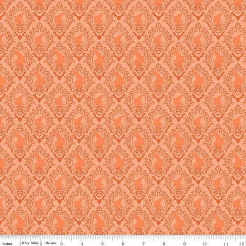 Spooky Schoolhouse Damask C13204 Orange - Riley Blake Designs - Halloween Witches Bats - Quilting Cotton Fabric