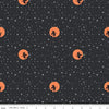 Fat Quarter End of Bolt - Spooky Schoolhouse Starry Night SC13207 Charcoal SPARKLE - Riley Blake - Halloween Stars - Quilting Cotton Fabric